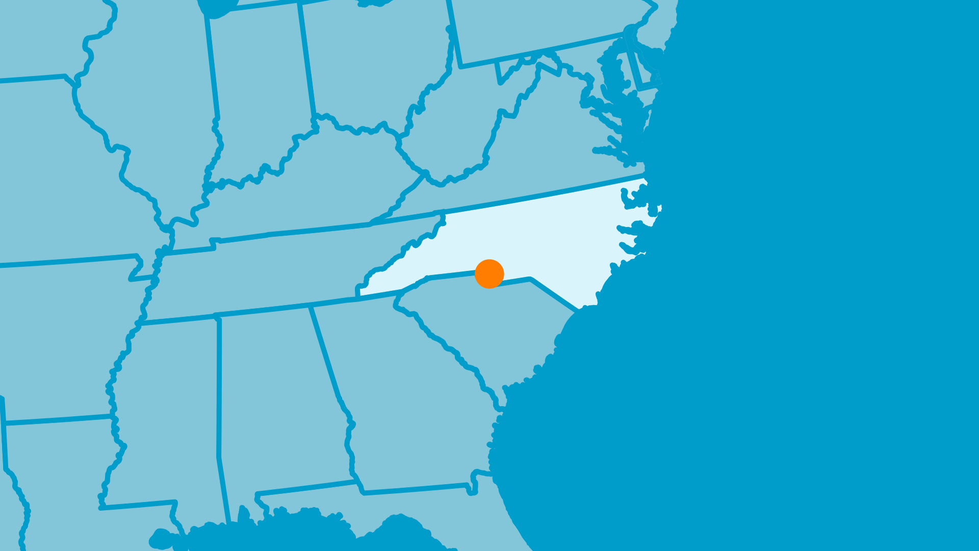 Charlotte, NC on a map of the United States