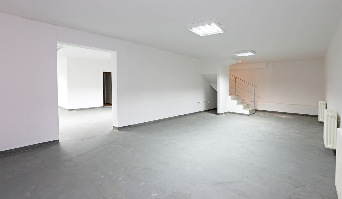 A clean, empty finished basement