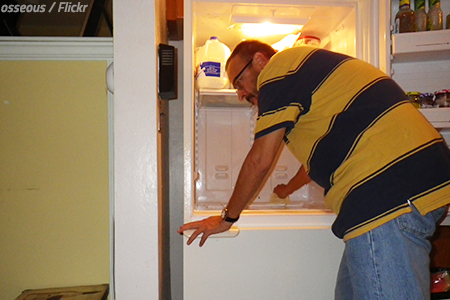Moving a refrigerator is hard work.