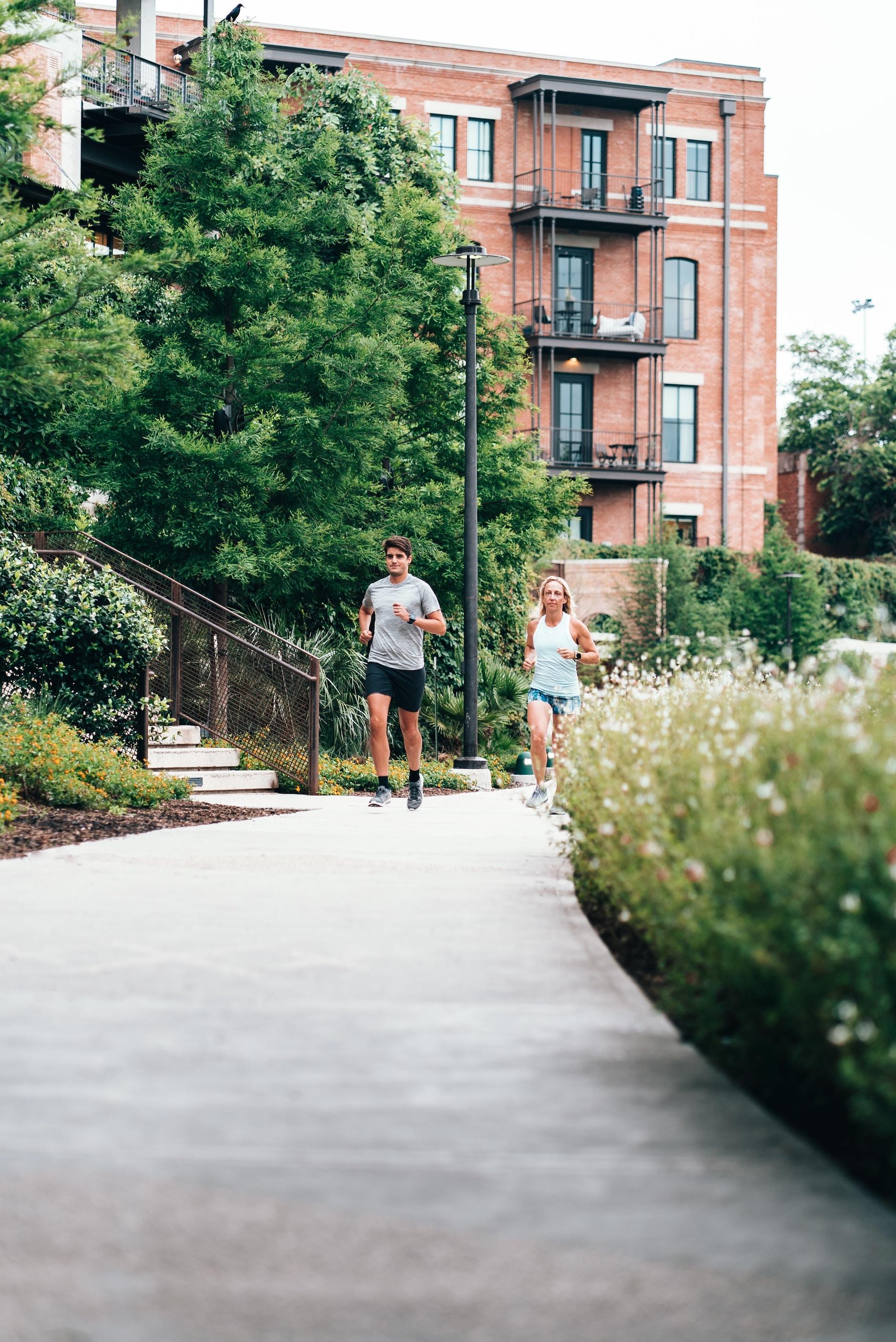 Texas Suburb with person out running