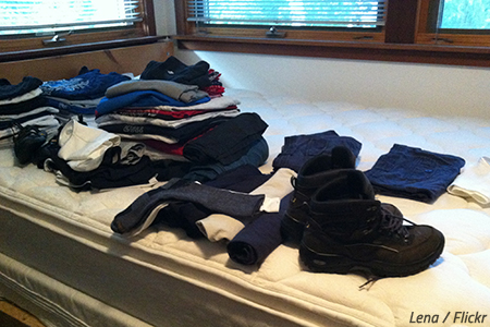 Sorting clothes when moving house
